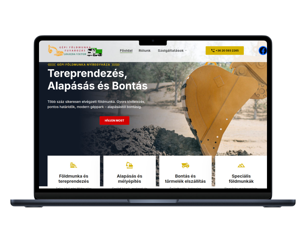 Nyíregyházi Földmunka weboldal referencia