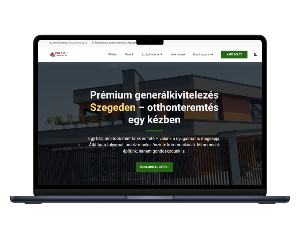 Piramis Construct Kft. generálkivitelező weboldal referencia