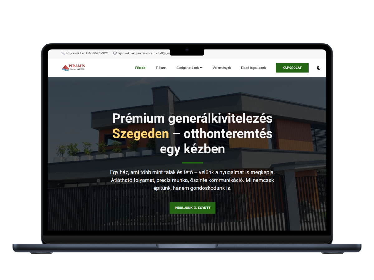 Építőipari kivitelező weboldal készítés